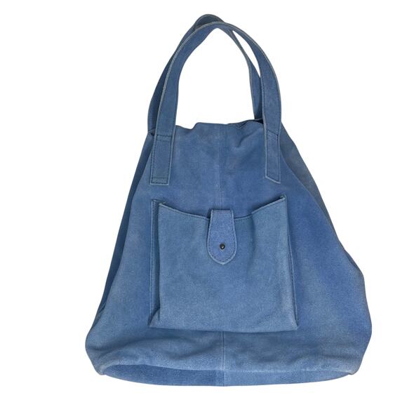 Free People Cambridge Convertible Backpack - Blue Suede Tote Bag  - Crossbody - Picture 8 of 11